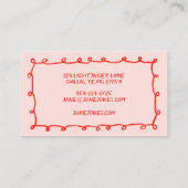 Handgemaakte Lussen Doodle Whimsical Inky Chique R Visitekaartje (Achterkant)