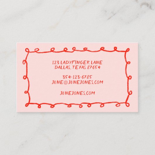 Handgemaakte Lussen Doodle Whimsical Inky Chique R Visitekaartje (Achterkant)