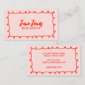 Handgemaakte Lussen Doodle Whimsical Inky Chique R Visitekaartje (Voorkant / Achterkant)