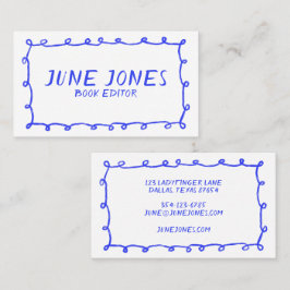 Handgemaakte Lussen Doodle Whimsical Inky Periwink Visitekaartje