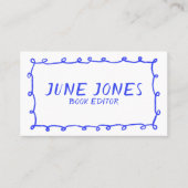 Handgemaakte Lussen Doodle Whimsical Inky Periwink Visitekaartje (Voorkant)