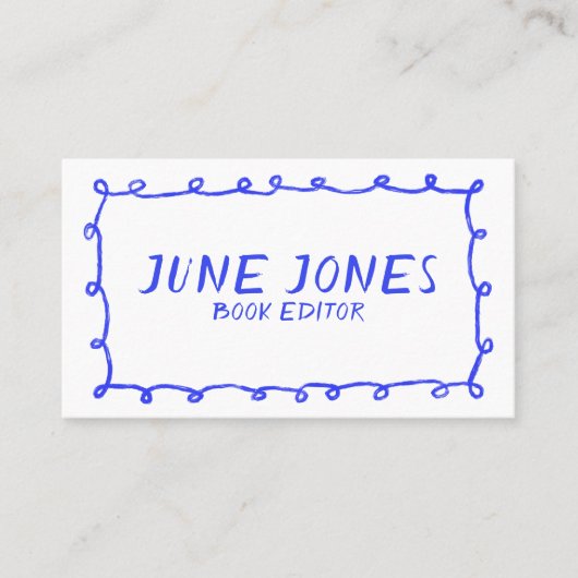 Handgemaakte Lussen Doodle Whimsical Inky Periwink Visitekaartje (Voorkant)