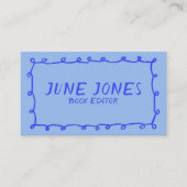 Handgemaakte Lussen Doodle Whimsical Inky Periwink Visitekaartje (Voorkant)