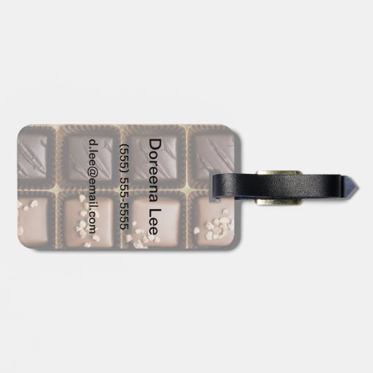 Handgemaakte luxe chocolade in een doos bagagelabel (Achterkant horizontaal)