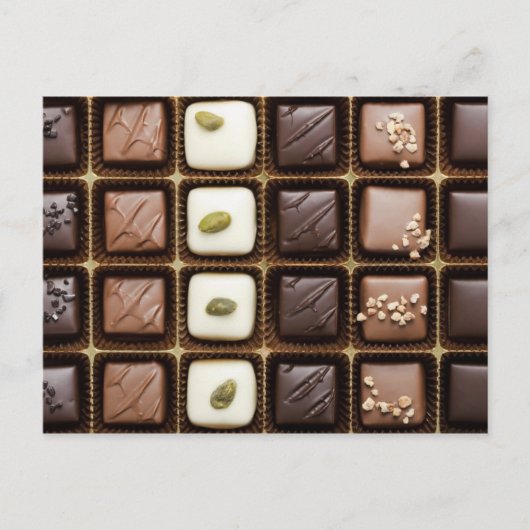 Handgemaakte luxe chocolade in een doos briefkaart (Voorkant)