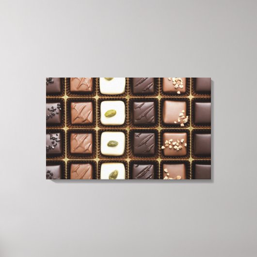 Handgemaakte luxe chocolade in een doos canvas afdruk (Voorkant)