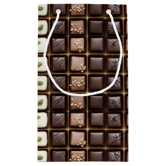 Handgemaakte luxe chocolade in een doos klein cadeauzakje (Achterkant)