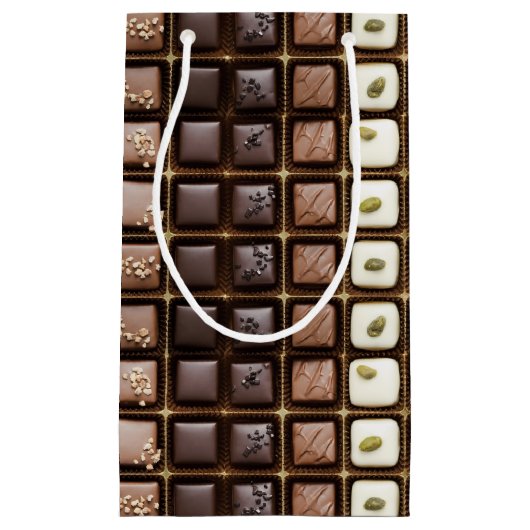 Handgemaakte luxe chocolade in een doos klein cadeauzakje (Voorkant)