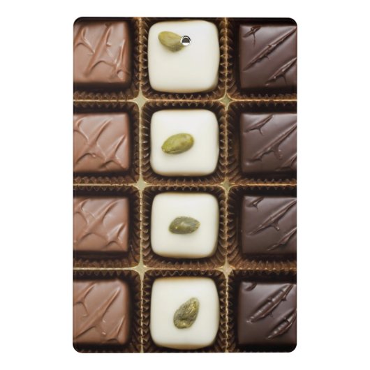 Handgemaakte luxe chocolade in een doos mini klembord (Achterkant)