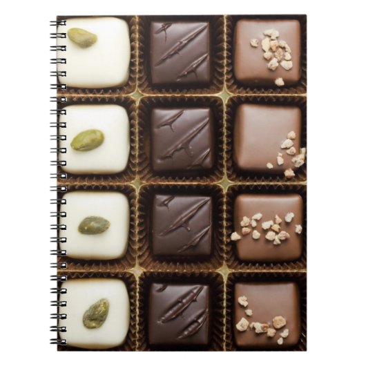 Handgemaakte luxe chocolade in een doos notitieboek (Voorkant)