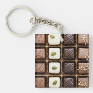 Handgemaakte luxe chocolade in een doos sleutelhanger