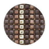 Handgemaakte luxe chocolade in een doos snijplank (Voorkant)