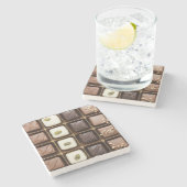 Handgemaakte luxe chocolade in een doos stenen onderzetter (Zijkant)