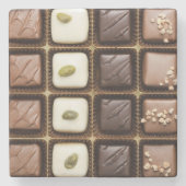 Handgemaakte luxe chocolade in een doos stenen onderzetter (Voorkant)