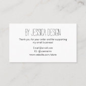 Handgemaakte moderne, eenvoudige trendy handgeschr visitekaartje (Achterkant)