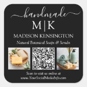 Handgemaakte Monogram of voeg Logo Business QR 2 F Vierkante Sticker (Voorkant)