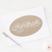 Handgemaakte Mooie Script Elegante Kraft Zakelijk Ovale Sticker (Envelop)