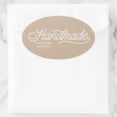 Handgemaakte Mooie Script Elegante Kraft Zakelijk Ovale Sticker (Tas)