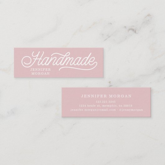 Handgemaakte Mooie Script Elegante Monogram Mini Visitekaartje (Voorkant / Achterkant)