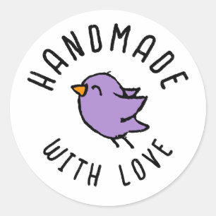Handgemaakte Mop Cadeautekening Vogel Ronde Sticker