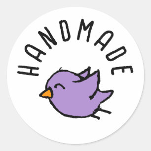 Handgemaakte Mop Cadeautekening Vogel Ronde Sticker