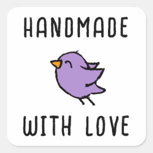Handgemaakte Mop Cadeautekening Vogel Vierkante Sticker