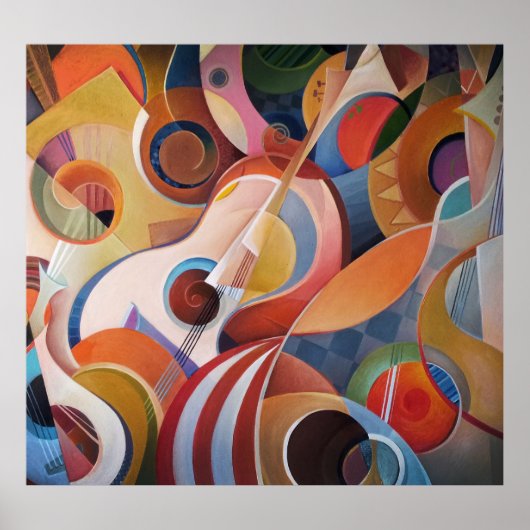 Handgemaakte Muziek Abstract Schilderen Poster (Voorkant)