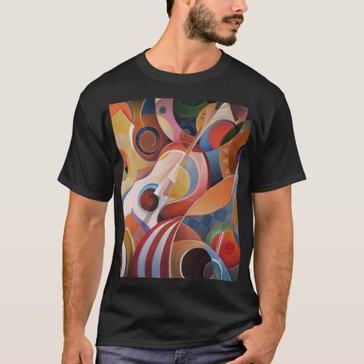 Handgemaakte Muziek Abstract Schilderen T-shirt (Voorkant)