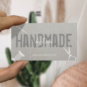 Handgemaakte naaiambachten Elegant Zilver Linnen Visitekaartje