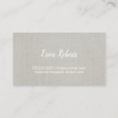 Handgemaakte naaiambachten Elegant Zilver Linnen Visitekaartje (Achterkant)