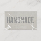 Handgemaakte naaiambachten Elegant Zilver Linnen Visitekaartje (Voorkant)