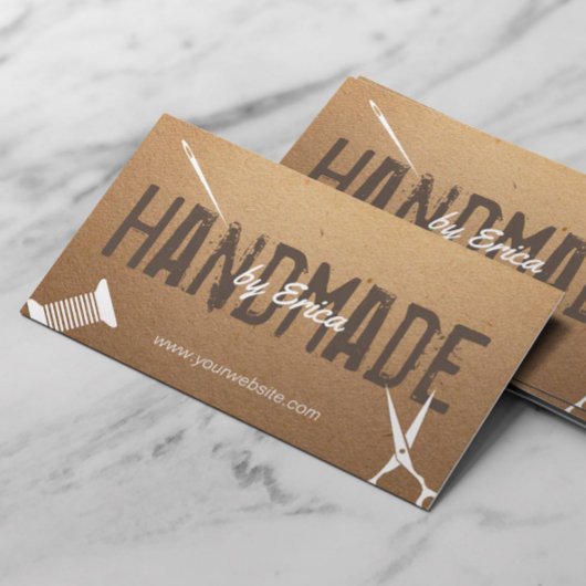 Handgemaakte naaiambachten  karton visitekaartje