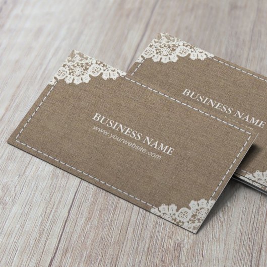 Handgemaakte Naaiende DIY Craft Rustieke Kant & Bu Visitekaartje