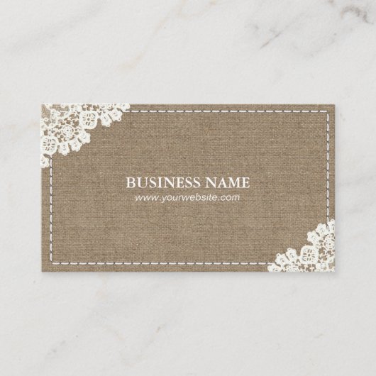 Handgemaakte Naaiende DIY Craft Rustieke Kant & Bu Visitekaartje (Voorkant)
