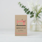 Handgemaakte naairoze handtas — Info Cute Visitekaartje (Staand voorkant)