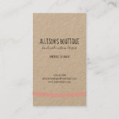 Handgemaakte naairoze handtas — Info Cute Visitekaartje (Achterkant)