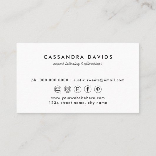 Handgemaakte naald en schroefdraad | Seamstress of Visitekaartje (Achterkant)