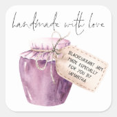 Handgemaakte naam Blackcurrant Jam-label Vierkante Sticker (Voorkant)