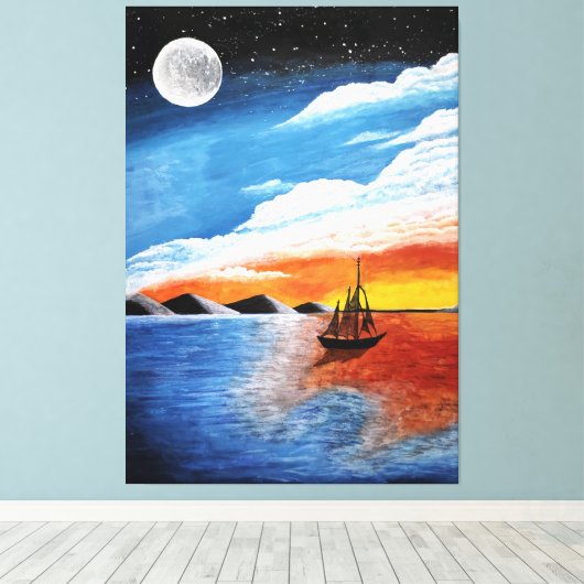 Handgemaakte nachtverf canvas afdruk (Insitu (Houten vloer))