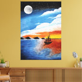 Handgemaakte nachtverf canvas afdruk (Insitu (Woonkamer))