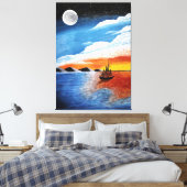 Handgemaakte nachtverf canvas afdruk (Insitu (Slaapkamer))