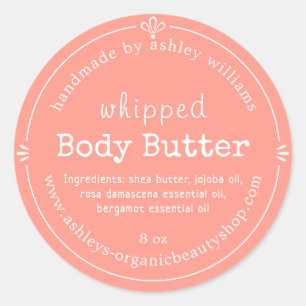 Handgemaakte Organic Body Butter Label Roze