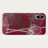 Handgemaakte papavers op donkerrood Case-Mate iPhone case (Achterkant (horizontaal))
