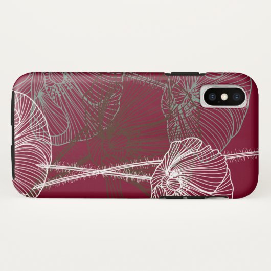 Handgemaakte papavers op donkerrood Case-Mate iPhone case (Achterkant (horizontaal))