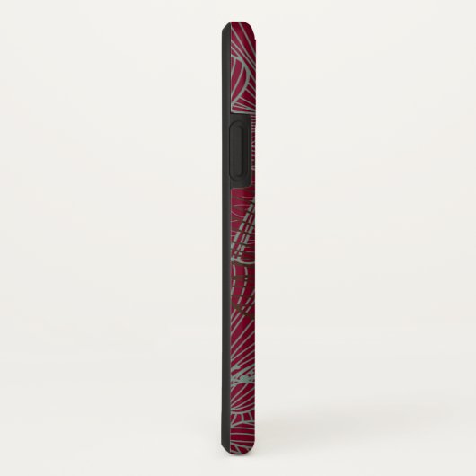 Handgemaakte papavers op donkerrood Case-Mate iPhone case (Achterkant / rechts)