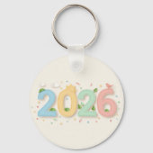 Handgemaakte pastel 2026 papier-cut dubbelzijdig sleutelhanger (Voorkant)