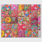 Handgemaakte patchwork-quilt met floreel patroon a cadeaupapier (Vlak)