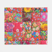 Handgemaakte patchwork-quilt met floreel patroon a fleece deken (Voorkant (Horizontaal))