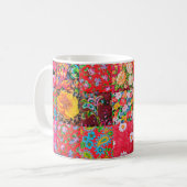 Handgemaakte patchwork-quilt met floreel patroon a koffiemok (Voorkant links)