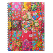 Handgemaakte patchwork-quilt met floreel patroon a notitieboek (Voorkant)